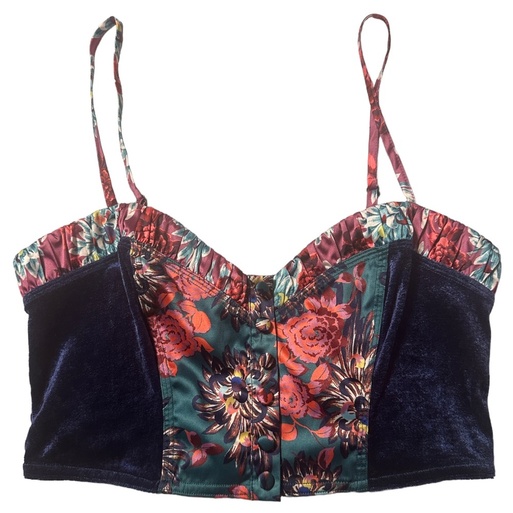 Anthropologie Velvet & Silk Floral Bandeau Top
